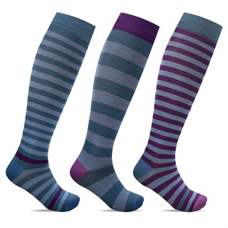 Product Image for Minfot Stripete Støttestrømper Bambu Fjord 3-pakke