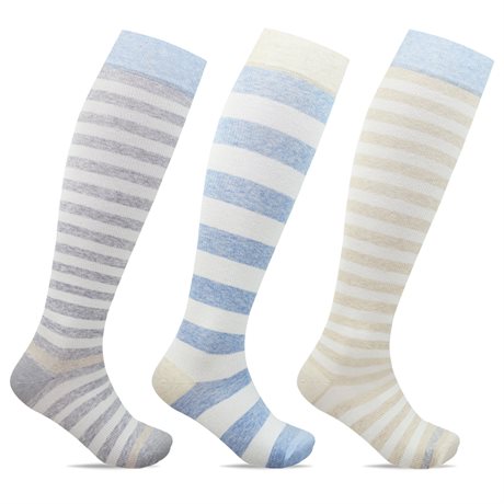 Product Image for Minfot Stripete Støttestrømper Økologisk Bomull Strand 3-pakke