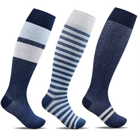 Product Image for Minfot Støttestrømper Brede Bomull Maritim 3-pk