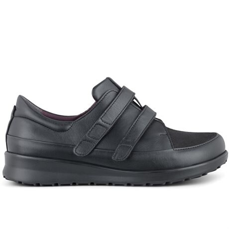 Product Image for New Feet Mathilde Ekstra Brede Sko Stretch Borrelås Dame Svart