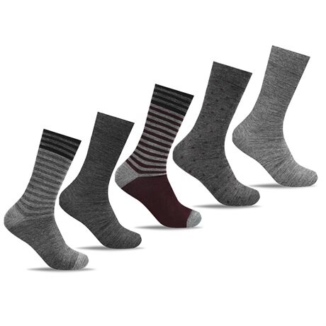 Product Image for Minfot Strømper Merinoull Stripete Bordo Mix 5-pk